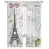 Set Of Paris Eiffel Towerletteringdressfaschion Elements Chiffon Sheer Curtains Living Room Bedroom Window Voiles Tulle Curtain