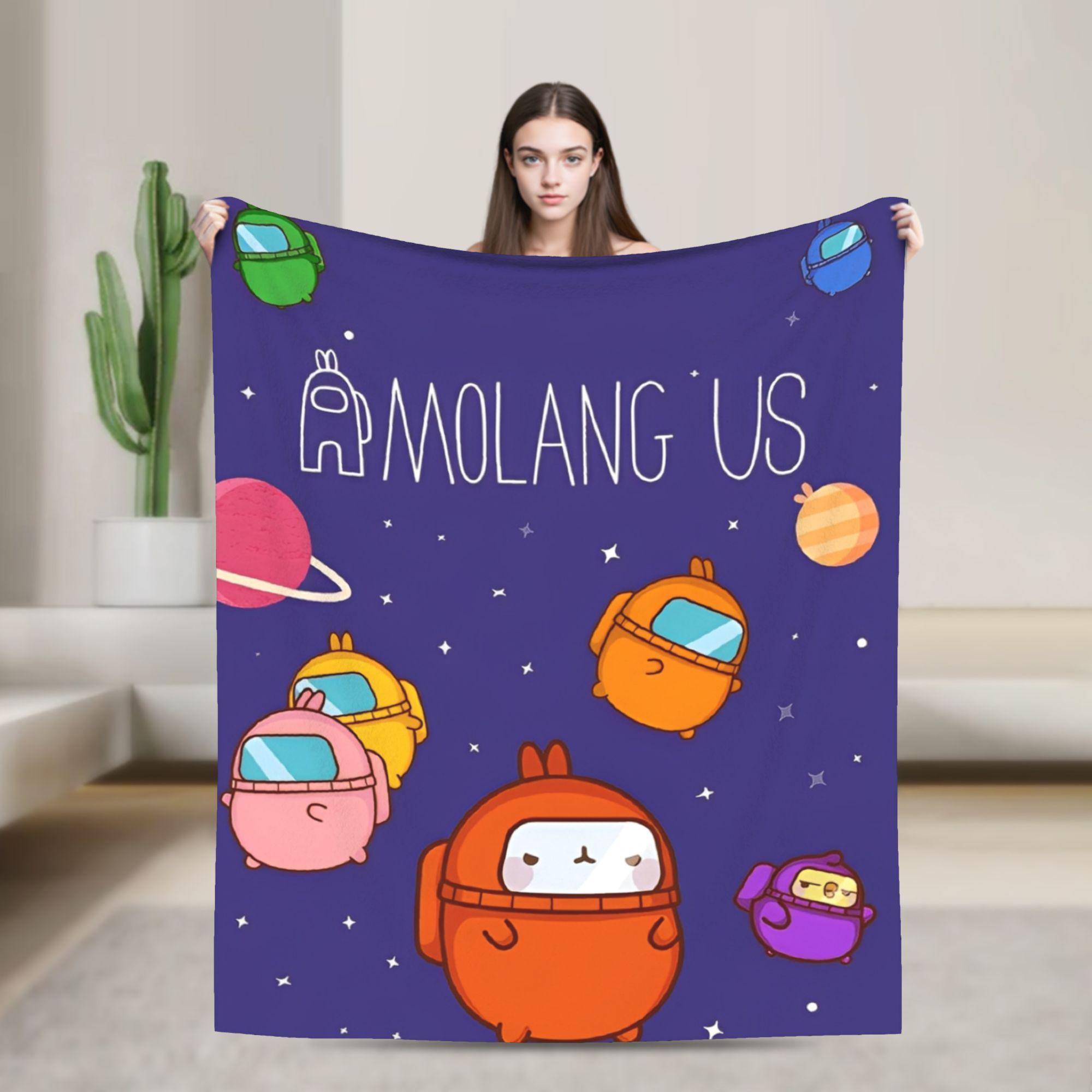 

Смешное мультяшное одеяло Molang для дивана Мягкое уютное плюшевое одеяло 50x60 дюймов Многоразмерное покрывало для всех сезонов 150x200cm
