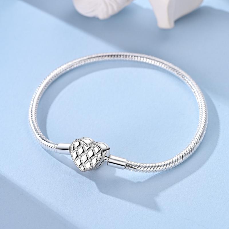 Original Bracelet Bangle 925 Silver Charm Bracelet 17-20CM Love Cross Snake Bone Bracelet for Women Girl DIY Jewelry