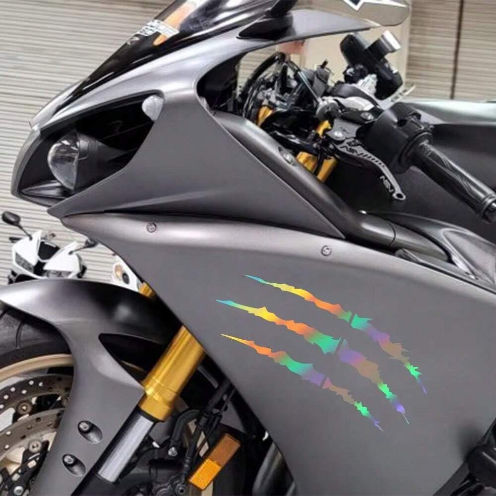 2PCS Motorcycle Monster Claw Scratch Stickers Scratched Stripe Vinyl Decal Marker Reflective Waterproof Auto Decor Accessories
