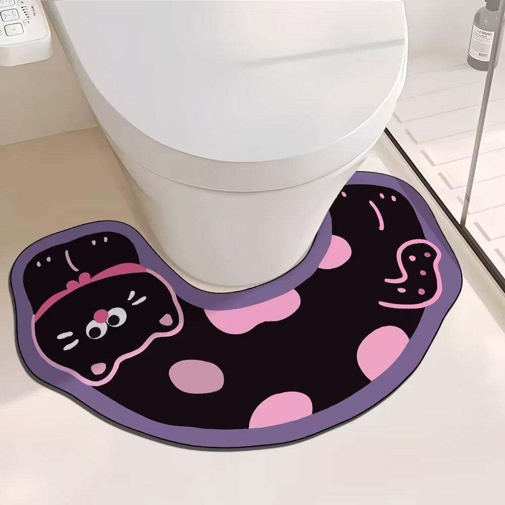 Dachshund Toilet U-Shaped Floor Mat Bathroom Strong Absorbent Non-Slip Foot Mat Diatom Mud Toilet Dirt-Resistant Non-Slip Mat