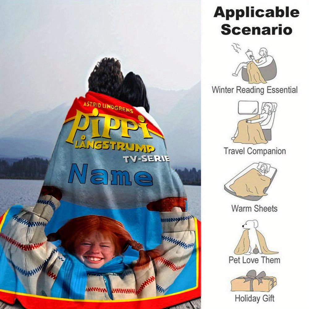 Red Hair Pippi Longstocking Girls Blanket Customizable Name Soft And Cozy Shawl Blanket Suitable For All Seasons Suitable For Home Travel Camping