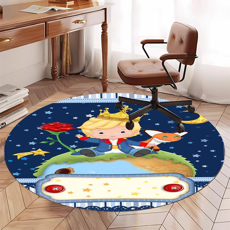 The Little Prince Printed Round Rug Carpet Chair Rug Area Rug Entryway Doormats,for Office Chair Living Room Bedroom Kitchen Room.