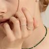 UNI.J [Ir253]Green Sleek Pave Silver Ring