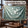 Floral Garden Theme Throw Blanket Custom Name Text Personalized Blanket Soft Cozy Blanket for Home Sofa Bed