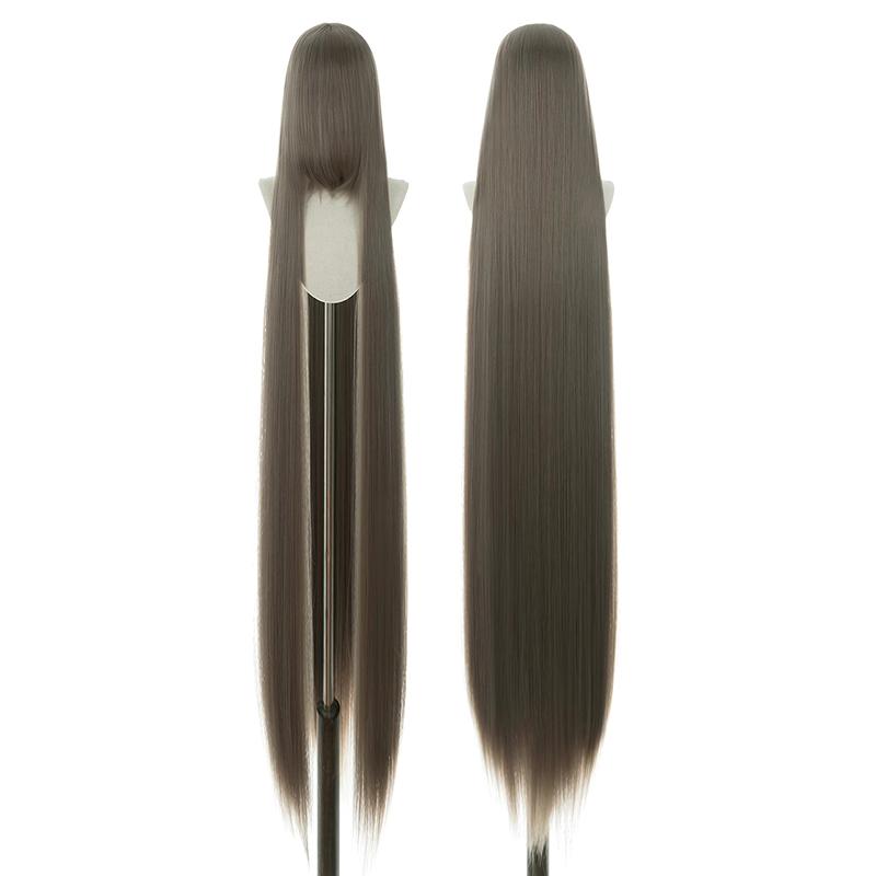 700g Alta Qualità 59" 150cm Lunga Dritta Parrucca Cosplay Con Frangia Biondo Marrone Rosso Verde Blu Resistente al Calore Colori Capelli Parrucche Anime