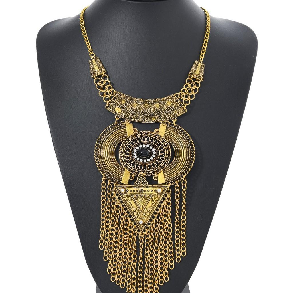 Богемное длинное ожерелье с кисточками, филигранью и стразами для женщин золотой