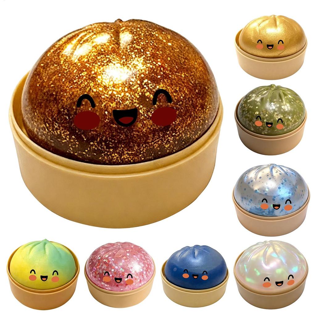 Cute Flash Dumpling Design Slow Rebound Squishy Ball Soft Pinch Stress Relief Toy Home Office Decor Birthday Gift for Adult Kids