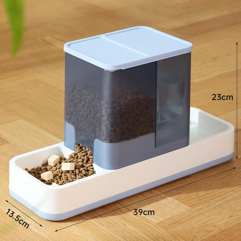 

Cat Dog Food Bowl Double Bowls Automatic Drinking Water Feeder Integrated Rice Bowls Dog Cat Drinking Bowl Pet Supplies Integrated синій