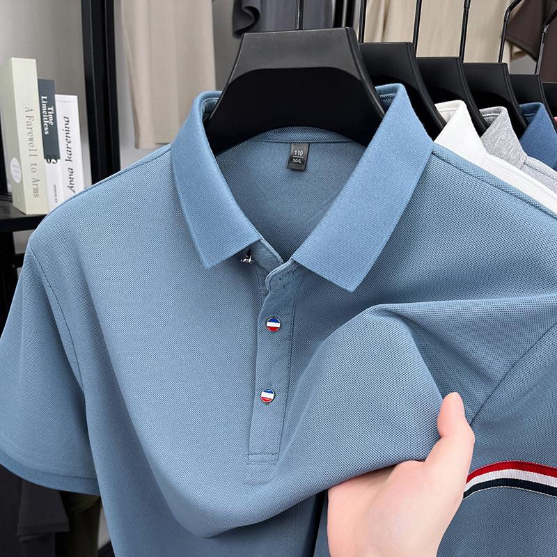 Men'S Short-Sleeved T-Shirt Polo Shirt Business Casual Lapel Pullover Bottoming Shirt Top