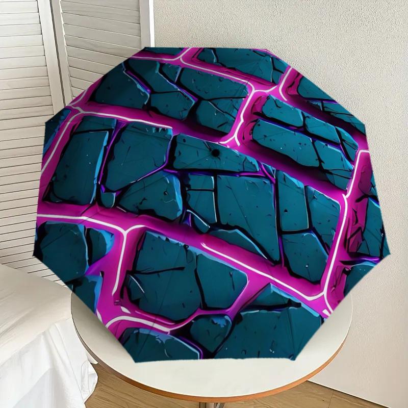 

1pc Neon Brick Wall Pattern Umbrella with Plastic Handle,Suitable for All Seasons Home Travel Outdoor UmbrellaDD168