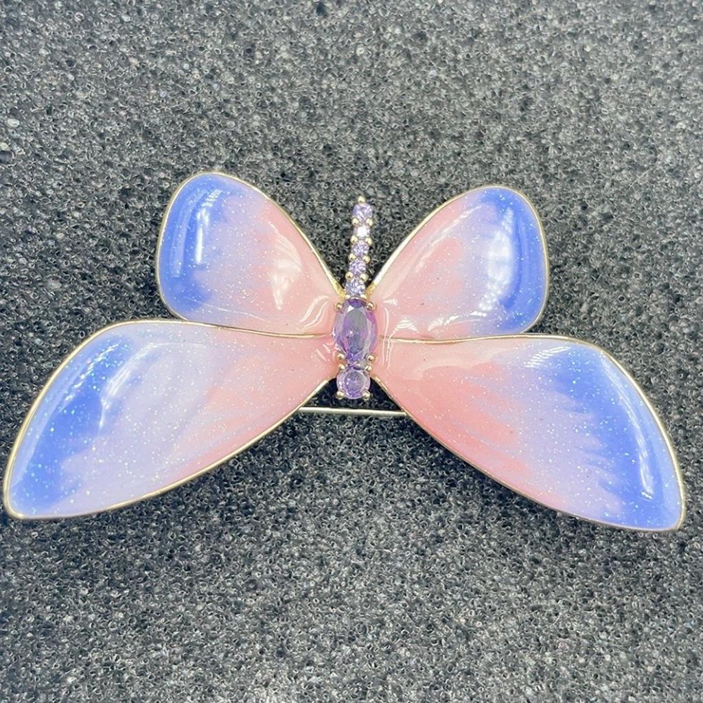 Elegant Butterfly Metamorphosis Gradient Color Copper Brooch Chic Butterfly Pin For Women Stylish Outfit Accessory