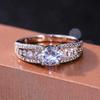 Shiny Inlaid with Artificial Diamonds Women's Eternity Wedding Band Ring Party Jewelry
