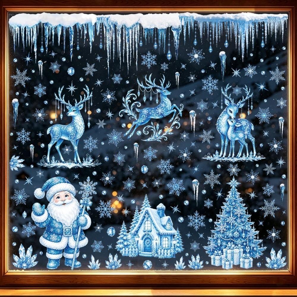 Santa Claus Christmas Tree Christmas Wall Sticker Christmas Static Window Stickers Festive Decor