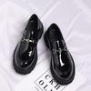 Fashion Classic Thick Sole Men's Penny Loafers Slip-On Business Dress Shoes Gentleman Metal Buckle Formal Black Business Shoes