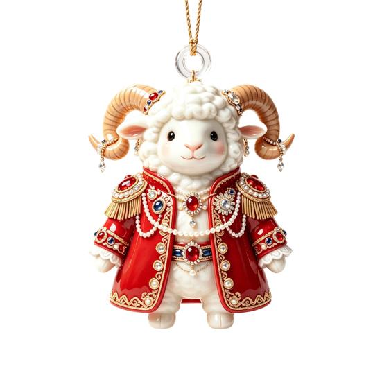 Holiday Gift Ideas 2027 New Year Sheep Ornament, 2D Acrylic Christmas Tree Pendant Xmas Hanging Pendants with String, Chinese Zodiac Goat Decor,