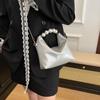 Korean Style Cloud Shoulder Bag PU Leather Women Crossbody Bag Pearl Handle Handbag  Makeup Bag