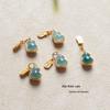 Gold-Plated 925 Silver Blue Jade Gourd Pendant Bracelet Charm