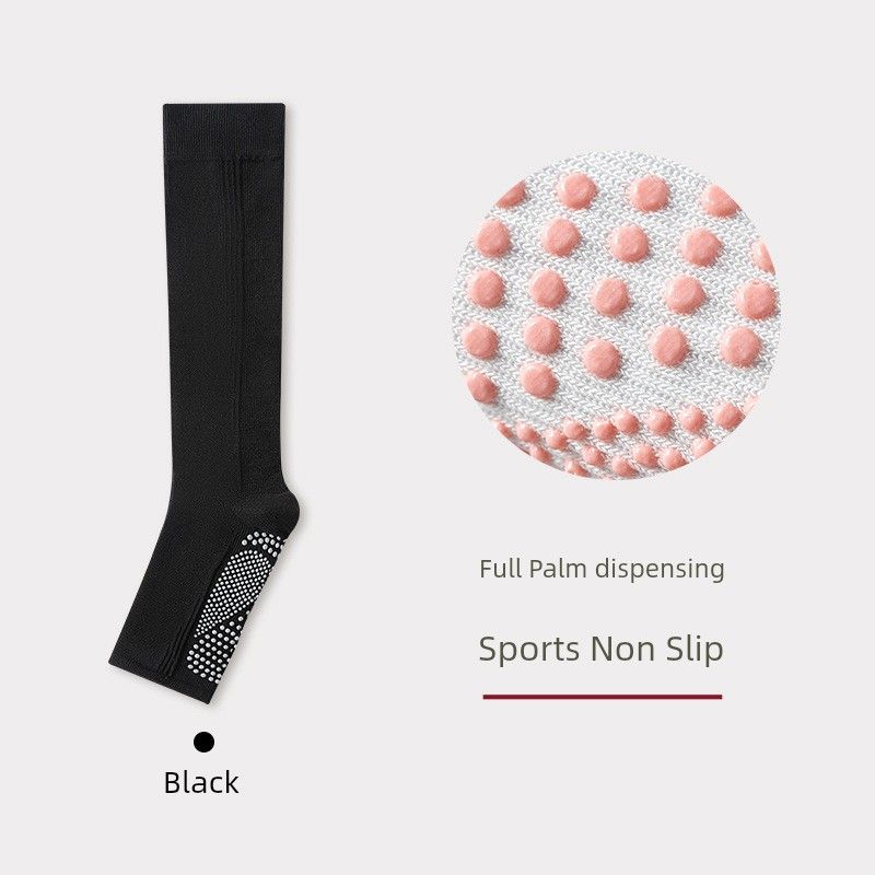 

No Toe Pressure Sports Calf Socks Glue Dispensing Non-Slip Yoga Breathable Perspiration Absorbing Cotton Running Basketball Fitness Socks Children Black free size