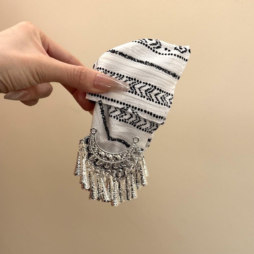 Striped Pattern Ethnic Style Hair Claw Tassel Hair Accessory Triangle Shark Clip  Commuting