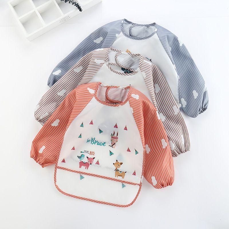 Grembiule da allattamento impermeabile a maniche lunghe per bambini, per bambini piccoli, con tasca