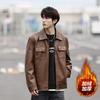 Spring and Autumn Men's Leather Jacket d Short Lapel Fashion Leather Jacket Men's