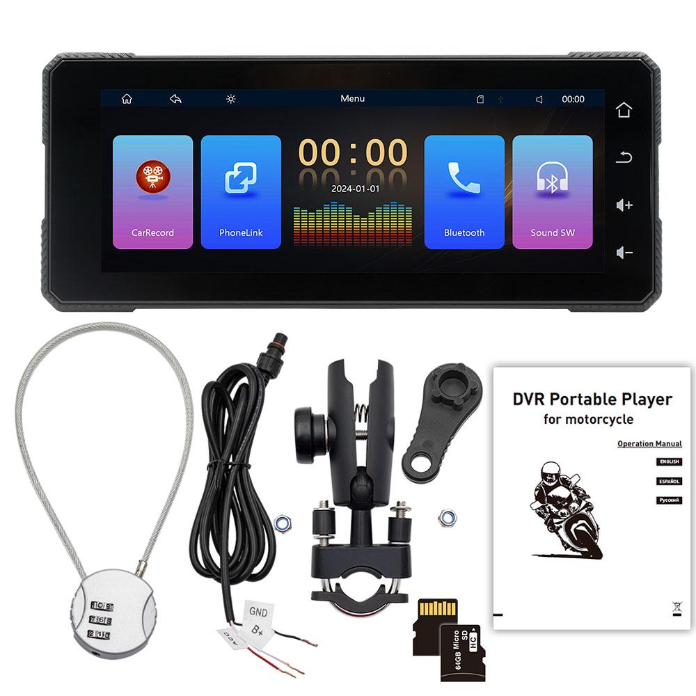 Motorcycle MP5 6.86 inch wireless carplay Android AUTO BT wireless carplay navigation driving recorder B5353
