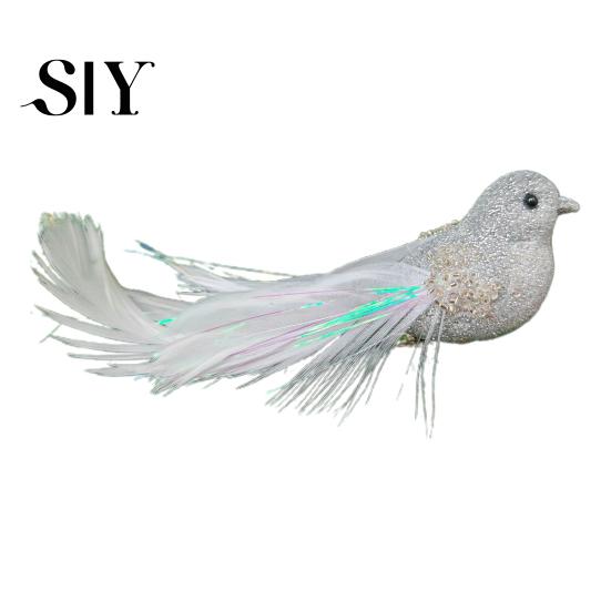 Festive Charm Home Decoration Glitter Feather Bird Ornament Sparkling Design with Clip Holiday Christmas Tree for Accent