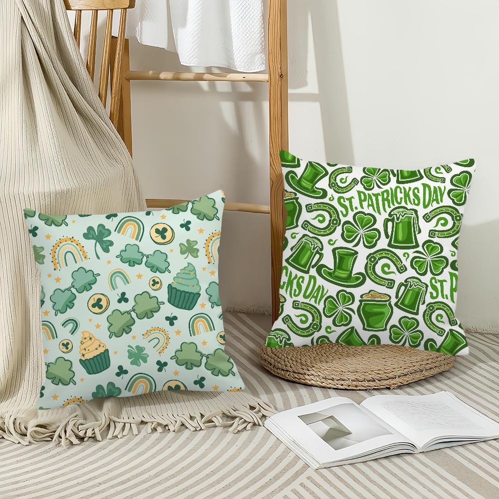 Happy Green St.Patrick'S Day Pillow Case Sofa Living Room Bedroom Headboard Backrest Square Cushion Nap Time
