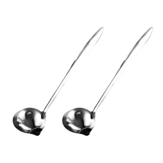 1/2Pcs Oil Separator Soup Ladle Stainless Steel Grease Filter Scoop with Spout Fat Separator Oil