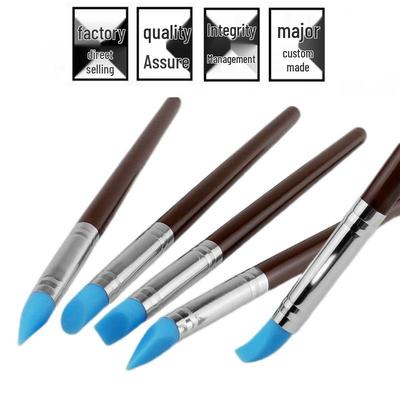 Set di 5 pennelli in silicone con manico in legno per scultura in ceramica e argilla polimerica