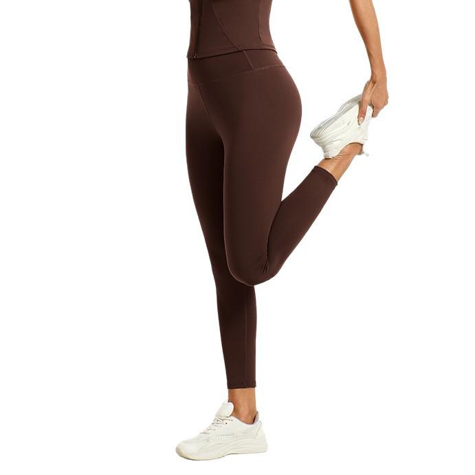 Women's High-Waisted Yoga Pants, Anti-Roll, Butt Lifting, Tummy Control, Cropped Peach Outerwear