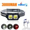 K372 Lampe frontale LED Lampe de poche COB Batterie 18650 intégrée IPX4 Étanche Phare Lanterne de randonnée Lumière forte portable extérieur course de nuit
