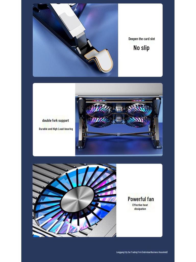 2025 Portable Silent Aluminum Laptop Cooler & Riser with LED Base
