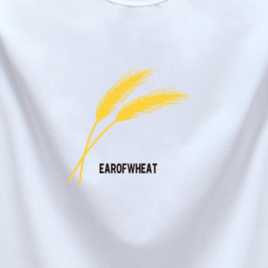 Men T-shirt Crew Neck Lightweight Simple Easy To Match Loose Short Sleeves Casual Wheat Spike Printing Summer Tops Daily Clothes