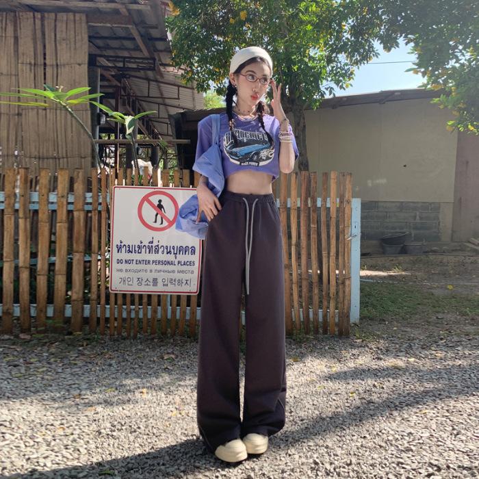 

Super Soft Knitted Casual Pants for Women Spring Flooring Sports Pants for Women Spring Elastic Waist Trousers for Women Spring 2XL