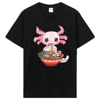 Tricou Kawaii Axolotl Ramen Taitei Anime japonez Otaku Nu Goth Tricou unisex din bumbac Îmbrăcăminte Tricouri grafice supradimensionate