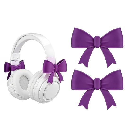 1/2 Pairs Headphone Silicone Bow Decoration Universal 3D Headset Decorative Bow Clip Women Headphone Attachment Accessory