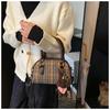 IELGY Plaid Retro Large-Capacity Handbag High-End Fashion Commuter Shoulder Bag