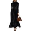 Women's Velvet Long Sleeve Turtleneck Dress for Fall and Winter