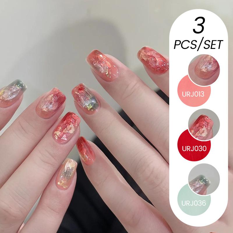 Nail Art Buz Şeffaf 3 Adet Tırnak Cilası Tutkalı Seti, Popüler Nude Beyazlatıcı Toz Şeffaf Tırnak Cilası Tutkalı