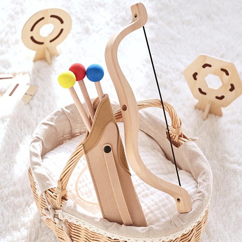 Wooden Baby Bow Arrow Toy Set Children Montessori Outdoor Toys Exercise Hands Ability For Children Archery Toys Gifts Set