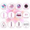 Girls Princess Makeup Kit Washable Pretend Cosmetics Toy Set with Nail Polish Eyeshadow Glittery Bag Gift for Kids Ages 3-6