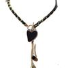 Cross-Border Black Heart Mother-of-Pearl Pendant Necklace with Velvet Wrap for Women