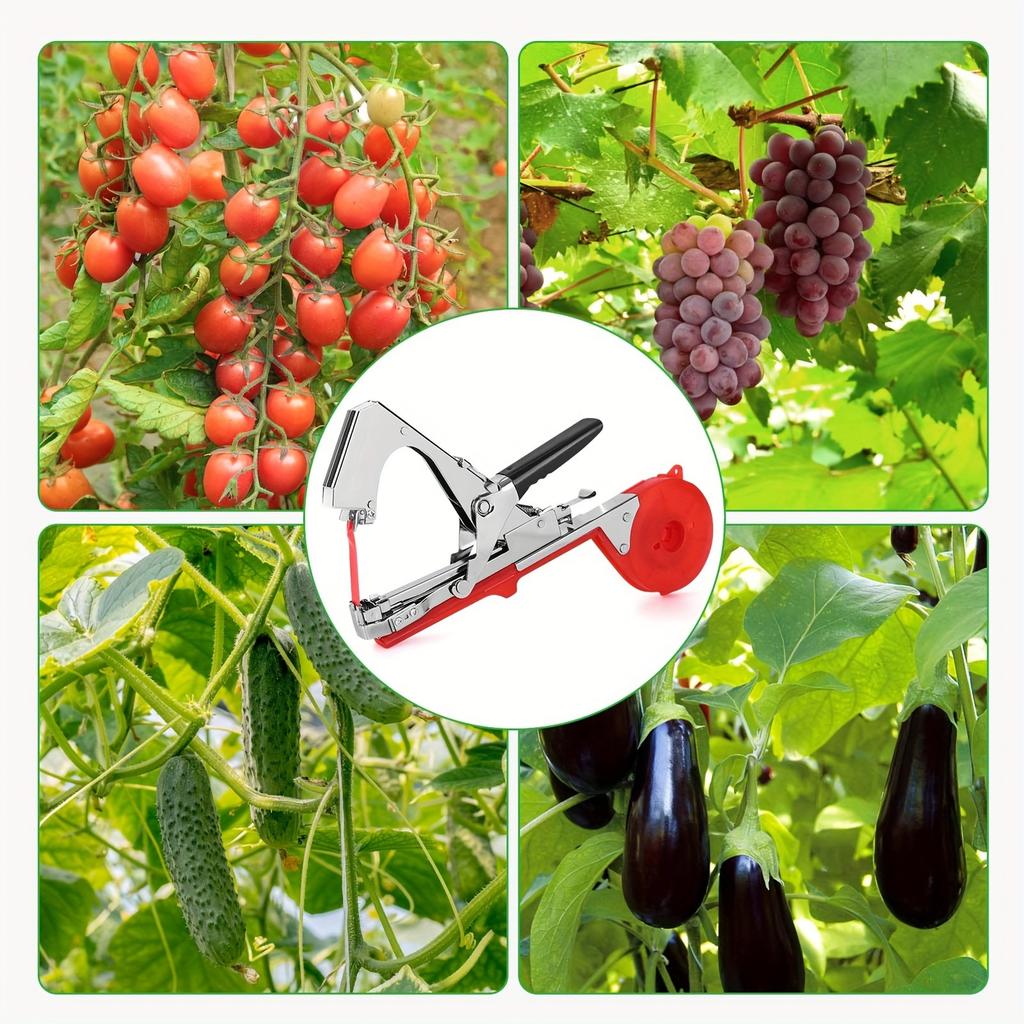 1 Set Plant Tying Machine For Grapes, With 10 Rolls Tapes, Staples, Raspberries, Tomatoes, Vining Vegetables And Flower Planting