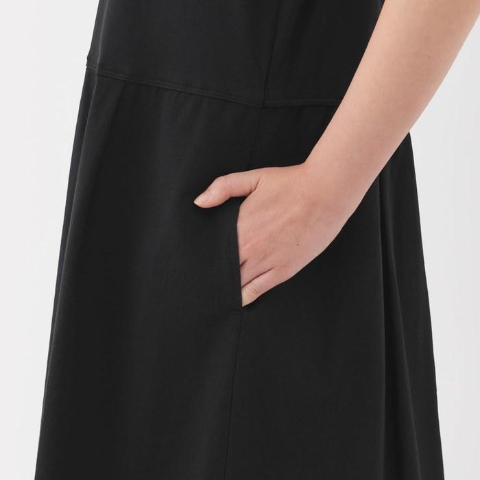 MUJI Women's Cooling Short Sleeve One-Piece Dress, Black, Women's S