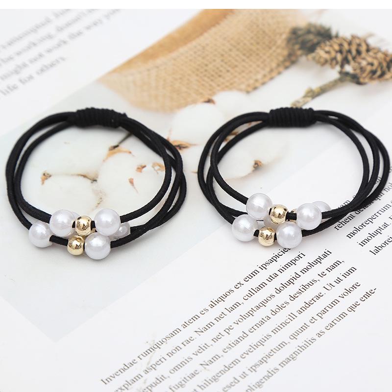 Korean Style Elastic Pearl Knotted Hair Band - Fashionable Hair Accessory