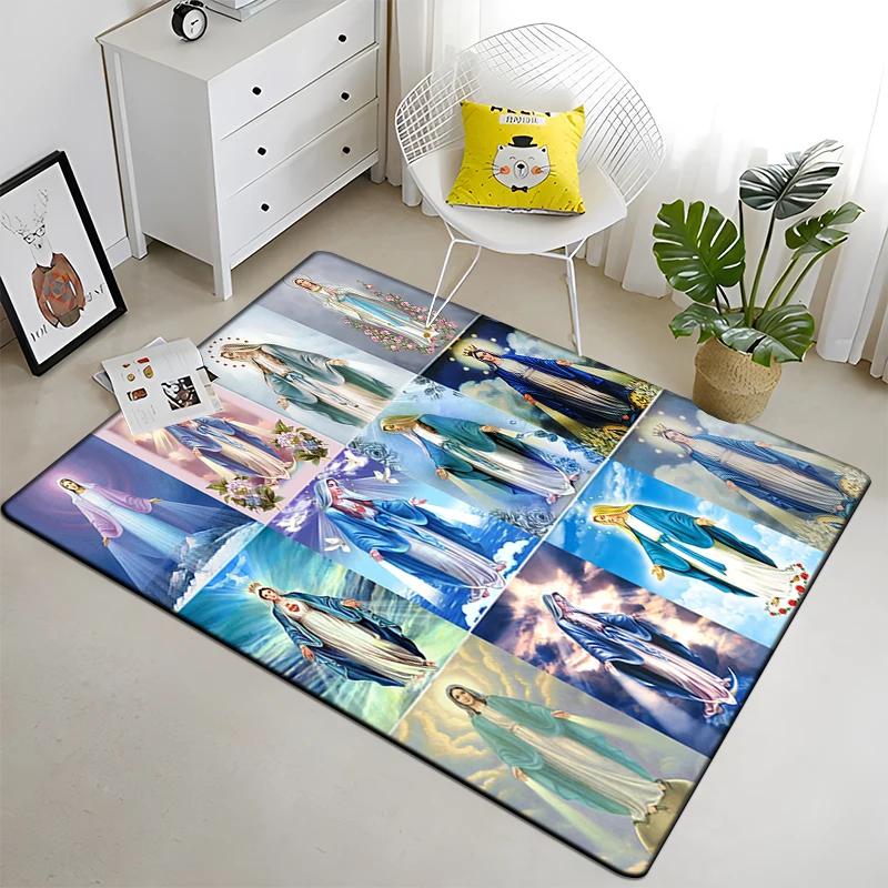 Jesus Virgin Maria Believer Pray Mat Believer Carpet for Living Room Rugs Bedroom Decorative Mat Anti-Slip Yoga Mats Area Rug