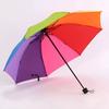 24-Rib Waterproof Umbrella with Curved Handle, Straight Pole, Impact-Resistant Fabric, Safety Umbrella, Automatic Promotional Umbrella, Rainbow