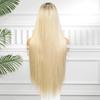 ALAN EATON Lace-Front-Perücken, lang, blond, glatt, synthetische Perücke für Damen, Cosplay, täglicher natürlicher Gebrauch, hitzebeständige Faser